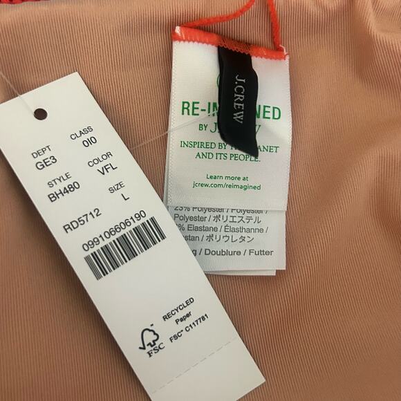 J. Crew Swim Scrunchie Hipster Bikini Bottoms Orange L Large New - Picture 5 of 6